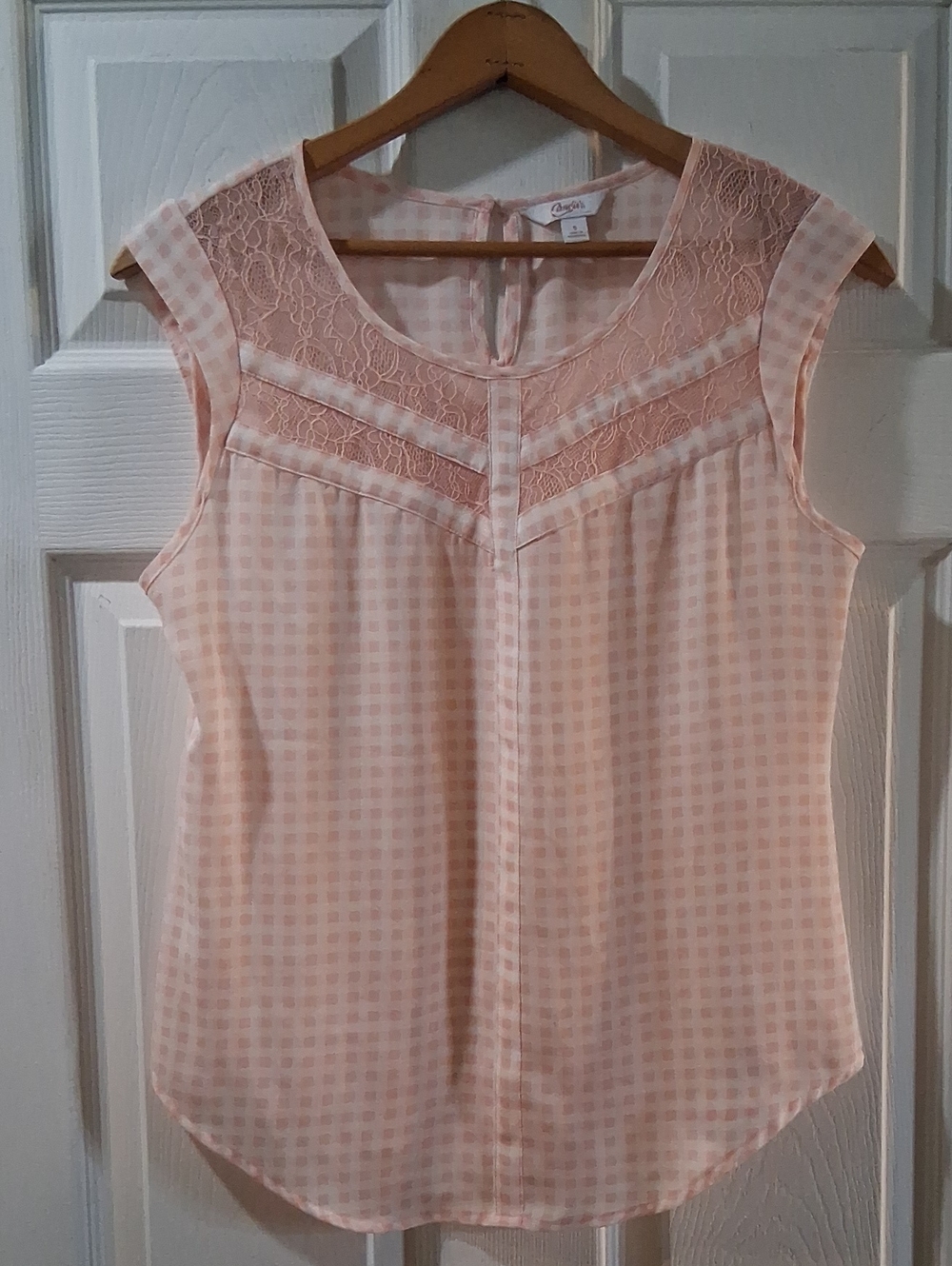 Candie's Peach Lace Yoke Sleeveless Blouse
